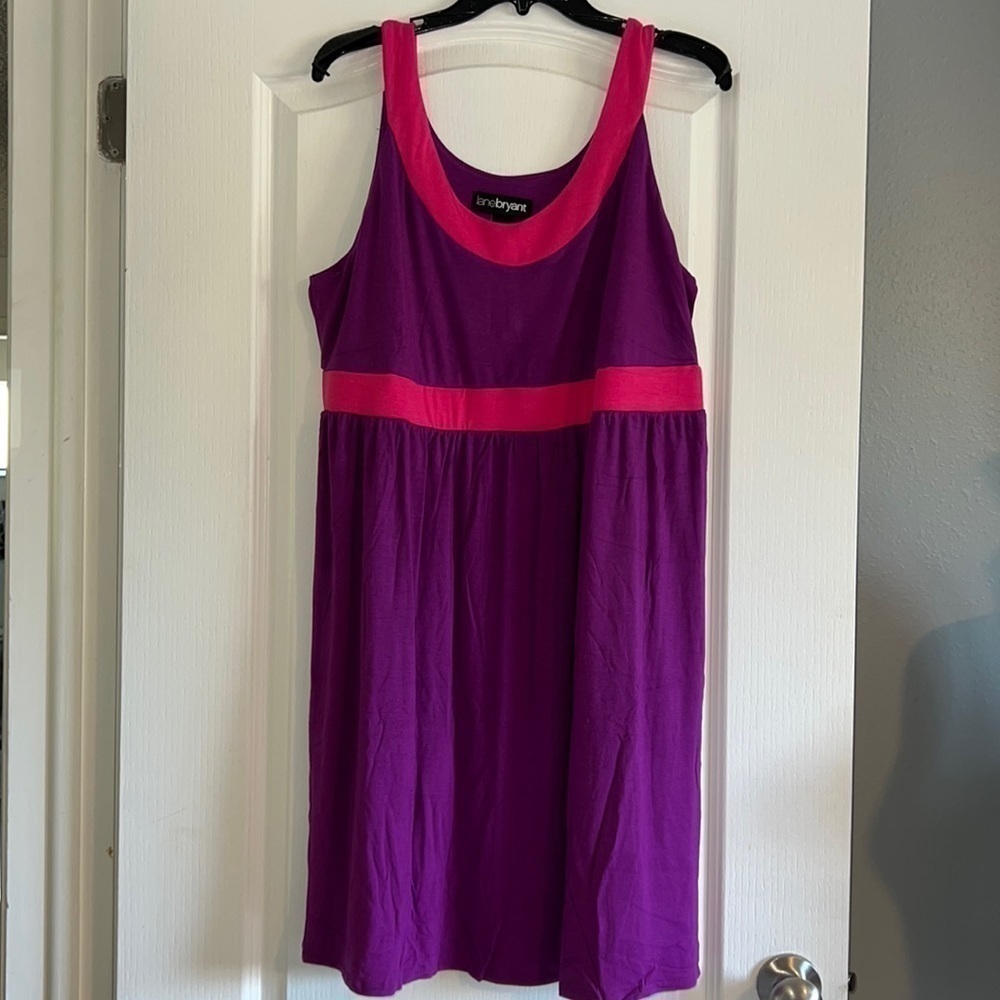 Purple & pink stretchy dress casual size 26/28 Lane Bryant - Picture 3 of 12